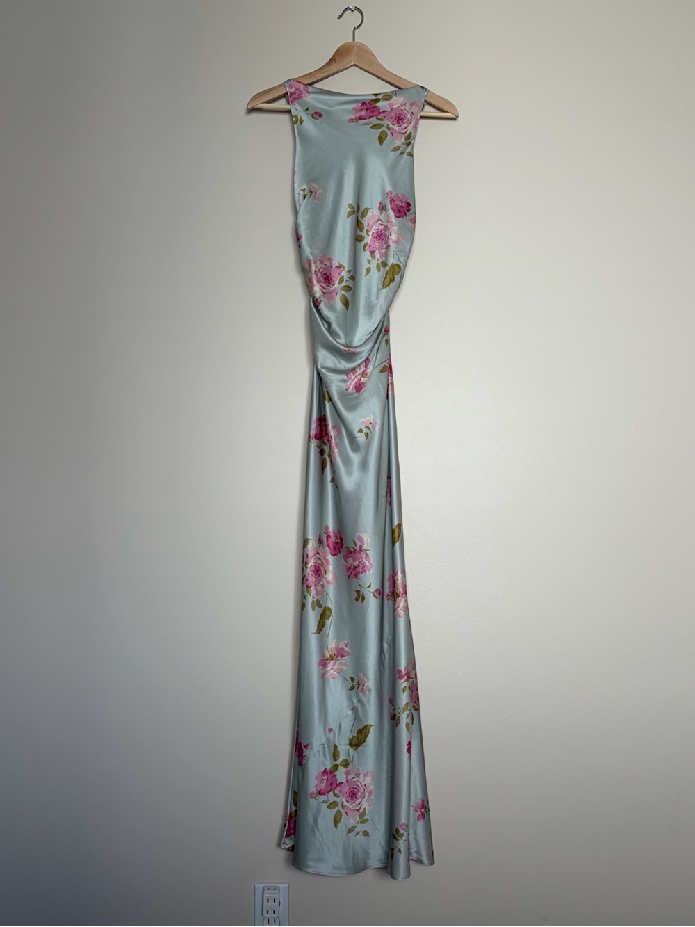 NEW Reformation Anaiis Long Silk Backless Dress Windswept Blue Floral US 6 UK10 - Picture 6 of 16
